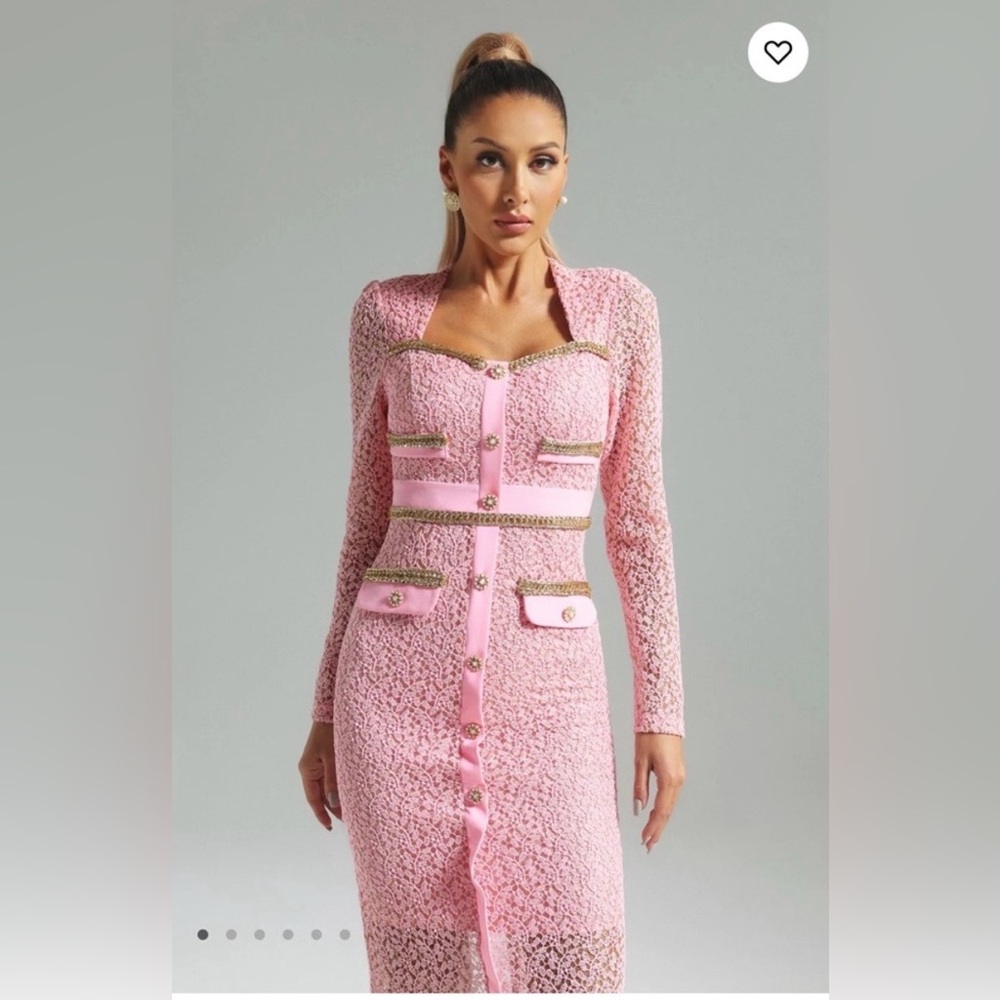 NWT Bella Barnett Elegant Pink Long Sleeve Dress - Picture 2 of 10